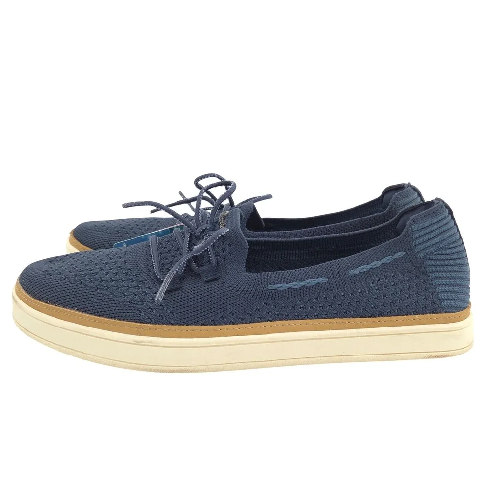 Skechers Coastal Drive Sneakers Womens 9.5 Blue Boat Shoe Knit Memory Foam NEW